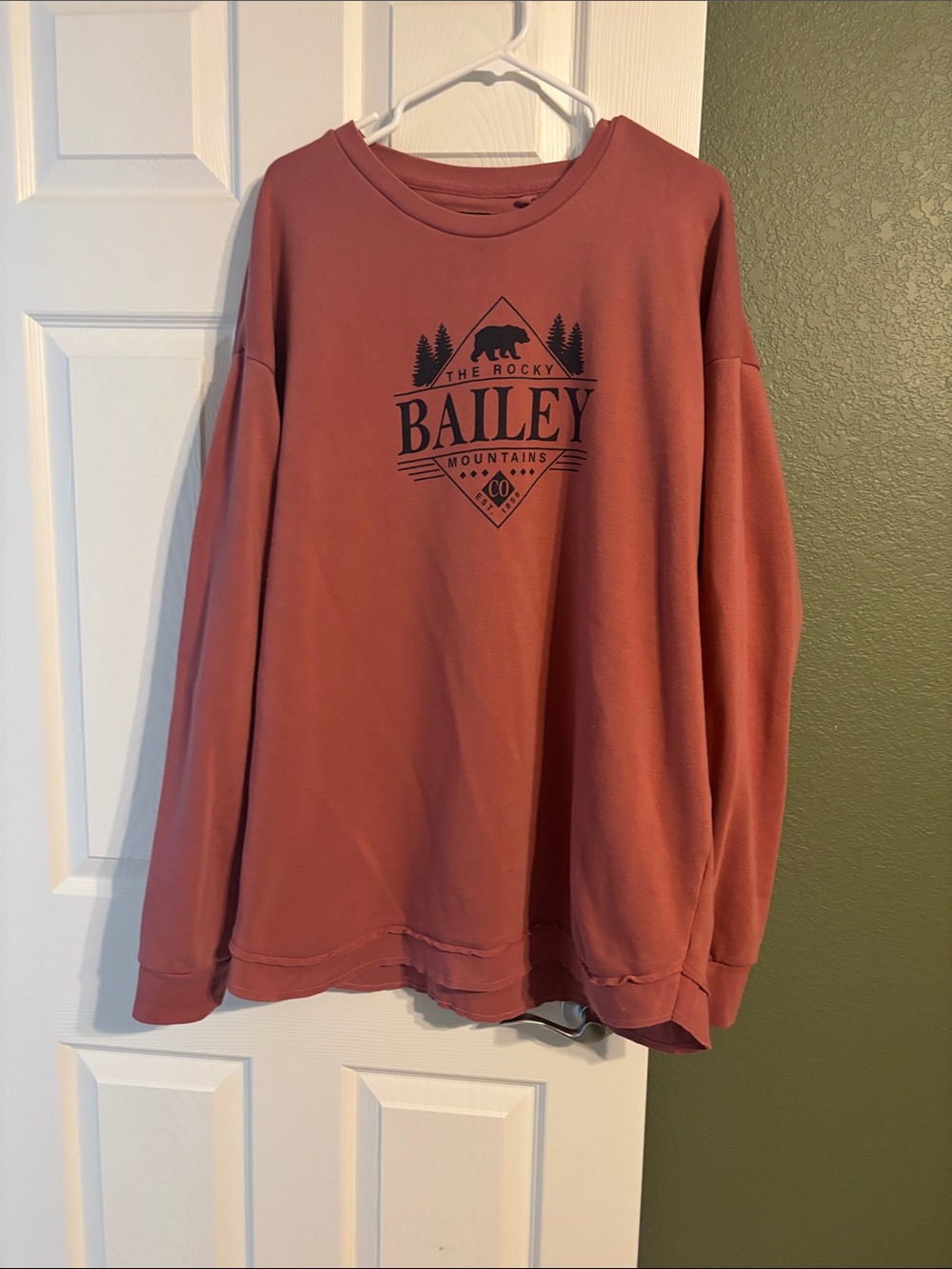 Rust-Red Graphic Crewneck Sweatshirt